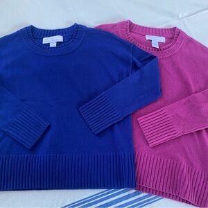 Design History Pure Cashmere Blue and Pink Crew Cropped Sweater Bundle